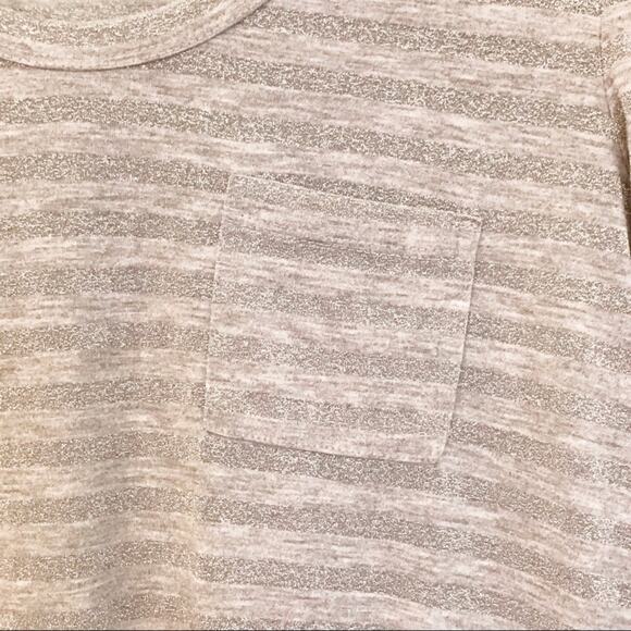 Eddie Bauer Long Sleeve Metallic Stripe Pocket Tee Small Gray Silver - Picture 7 of 8